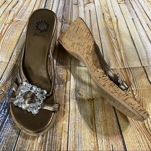 Yellow Box Cork Wedge Heels Size 9